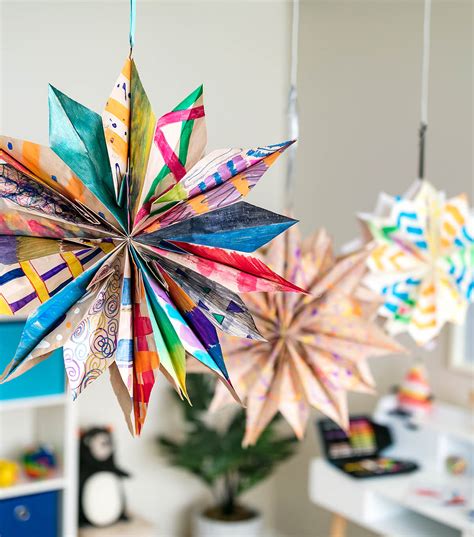 paper bag stars with lights|decorative paper stars.